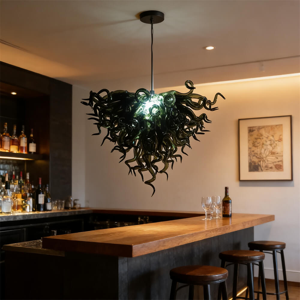 Specail custom design hand made black blown glass chandelier