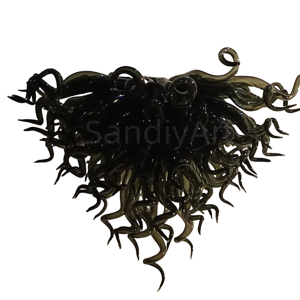 Specail custom design hand made black blown glass chandelier