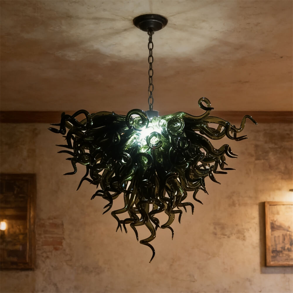 Specail custom design hand made black blown glass chandelier