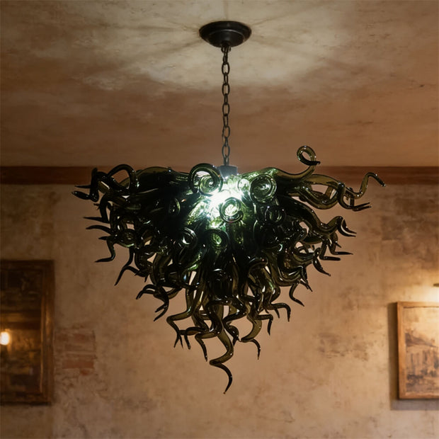 Specail custom design hand made black blown glass chandelier