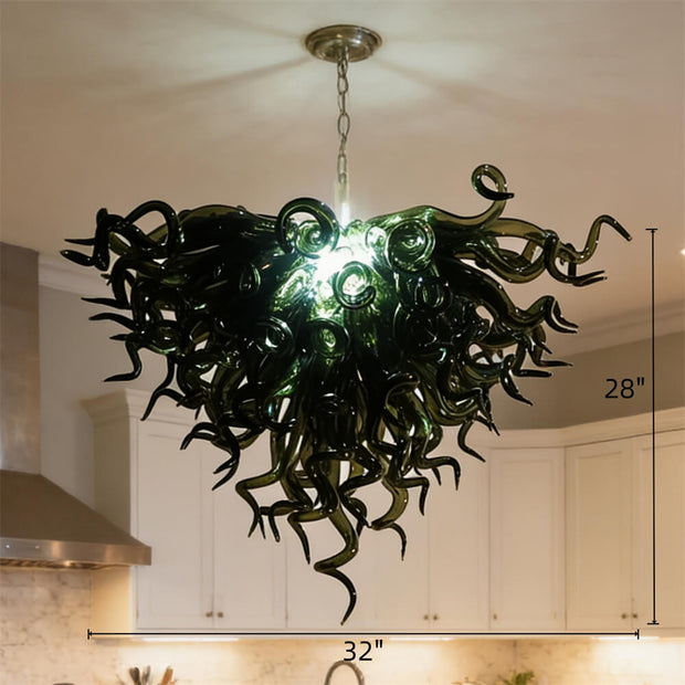 Specail custom design hand made black blown glass chandelier