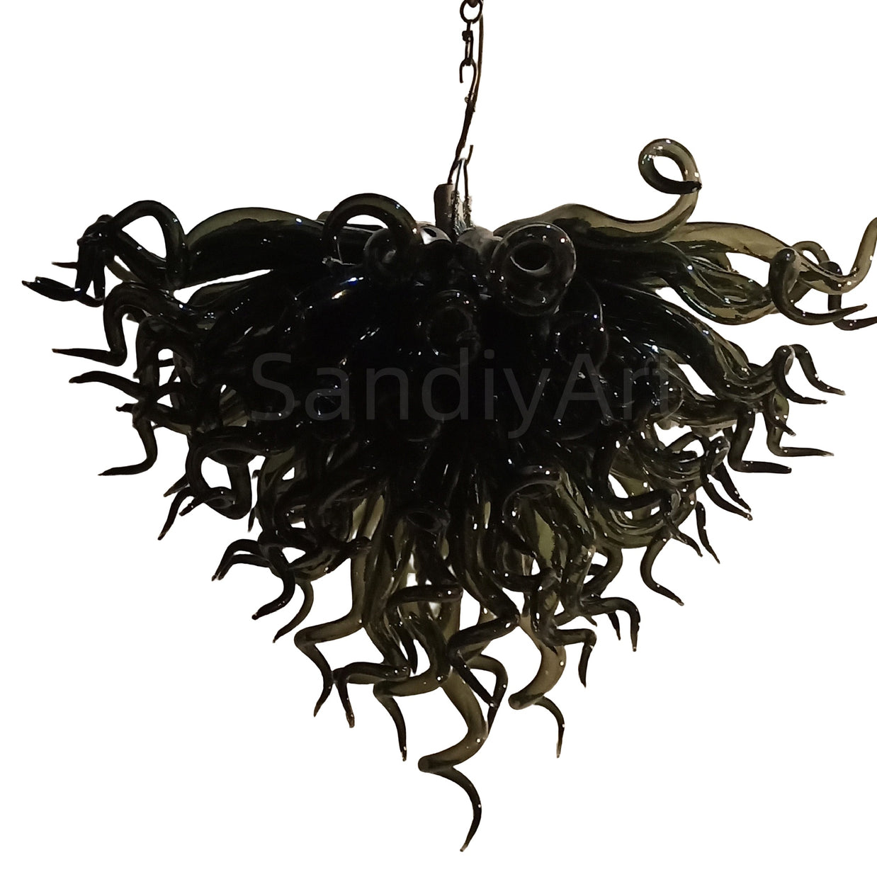 Specail custom design hand made black blown glass chandelier