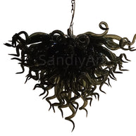 Specail custom design hand made black blown glass chandelier