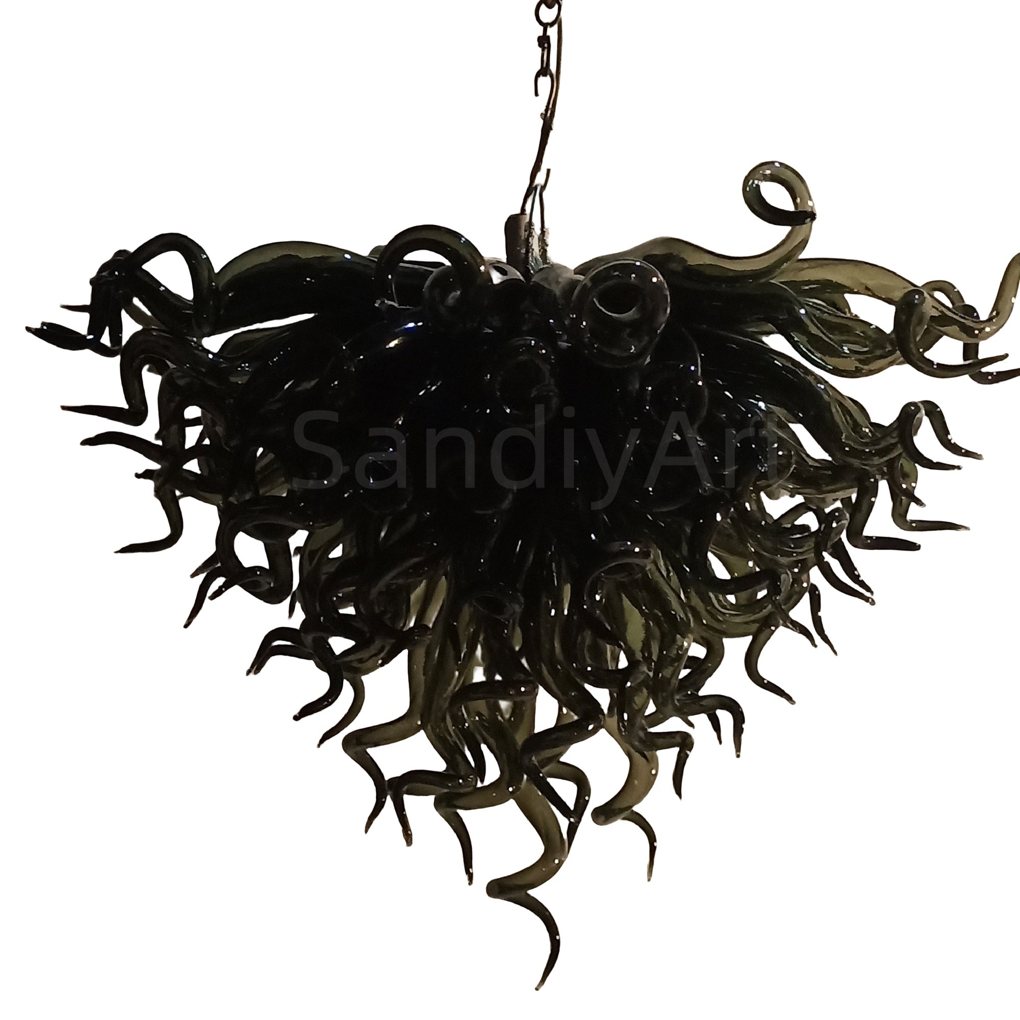 Specail custom design hand made black blown glass chandelier