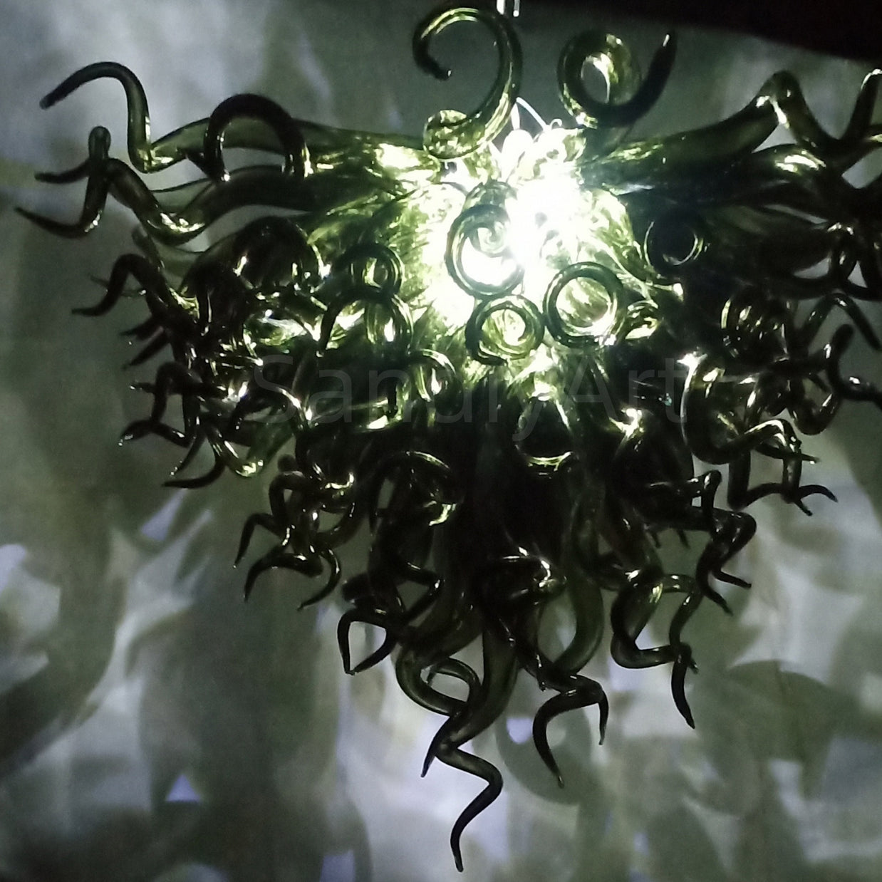 Specail custom design hand made black blown glass chandelier
