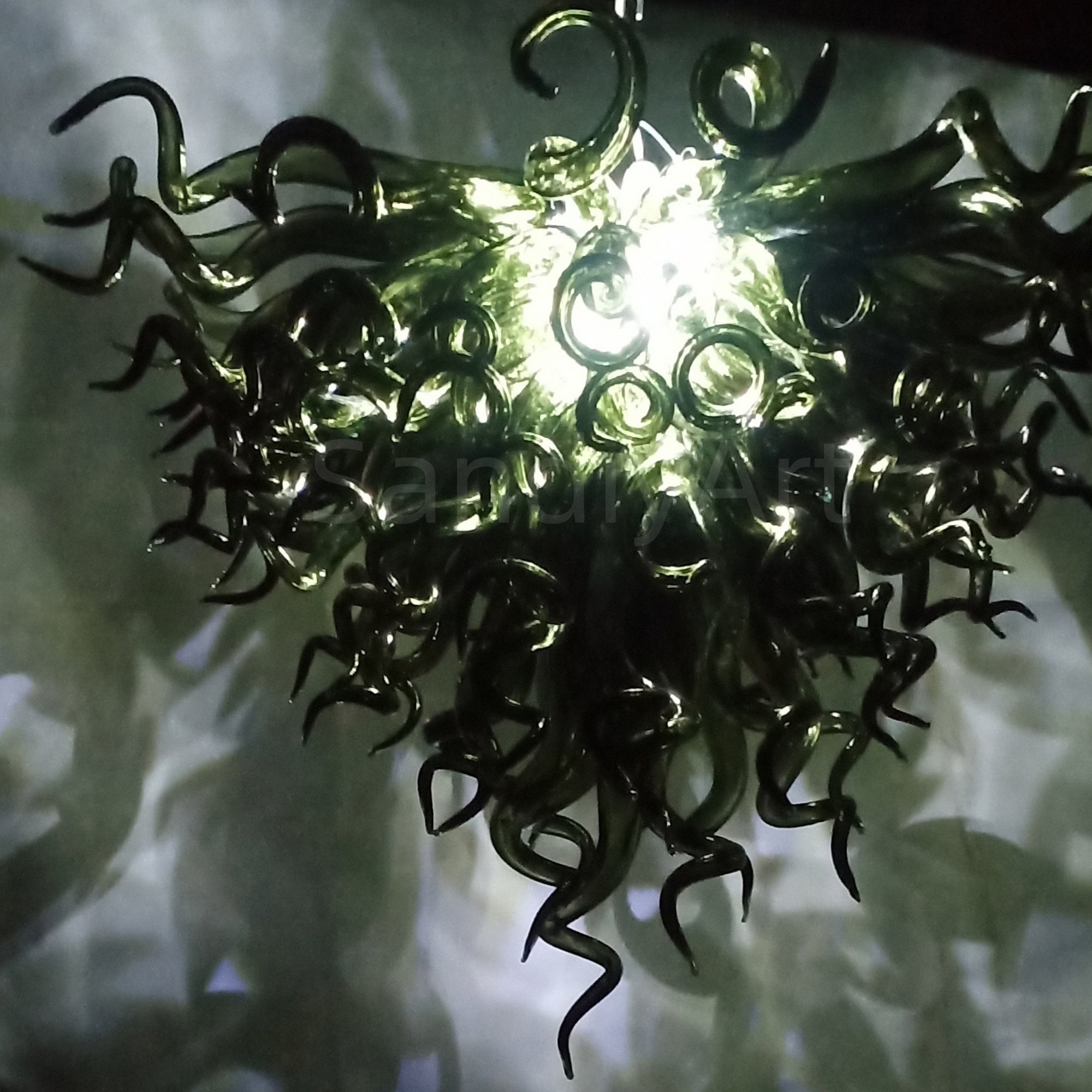 Specail custom design hand made black blown glass chandelier