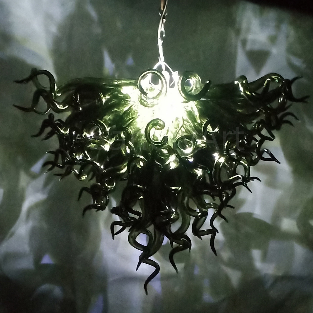 Specail custom design hand made black blown glass chandelier