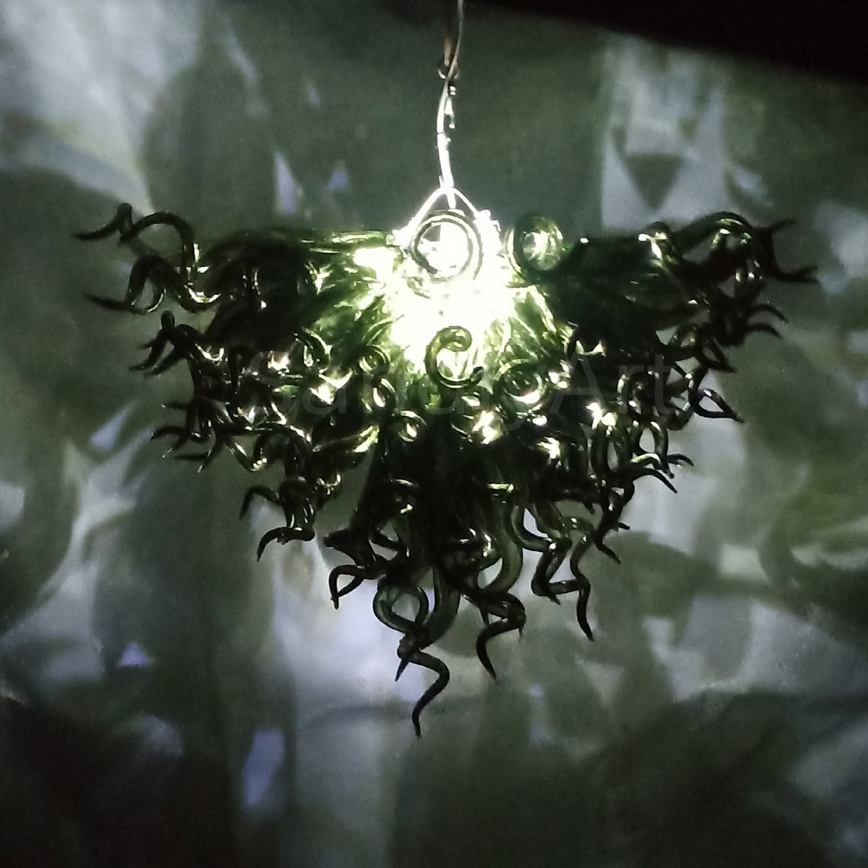 Specail custom design hand made black blown glass chandelier