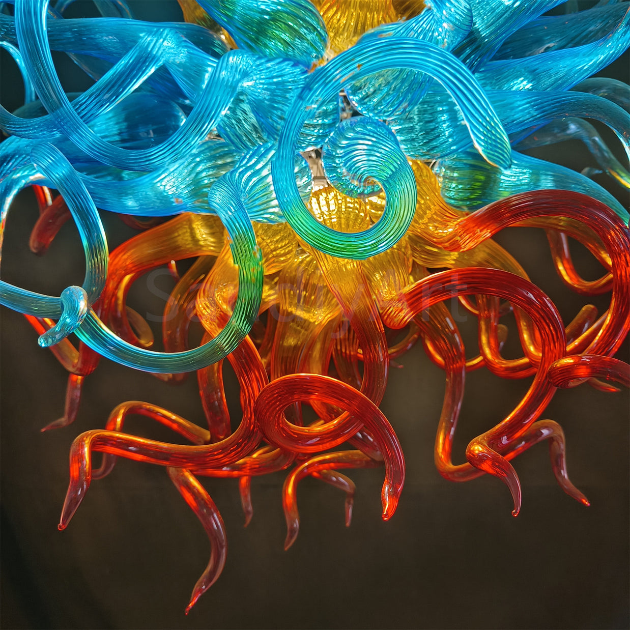 Inspired by flames colors and shape handblown glass chandelier home hotel villa lighting decoration