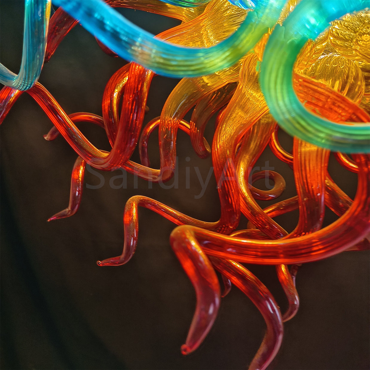 Inspired by flames colors and shape handblown glass chandelier home hotel villa lighting decoration