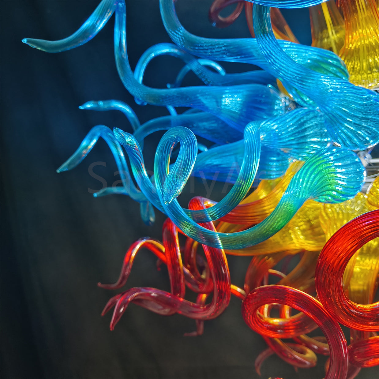 Inspired by flames colors and shape handblown glass chandelier home hotel villa lighting decoration