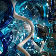 Double layer hand made blown glass blue chandelier staircase Artist similar to Chihuly