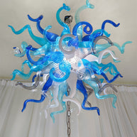 Double layer hand made blown glass blue chandelier staircase Artist similar to Chihuly
