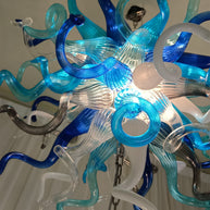 Double layer hand made blown glass blue chandelier staircase Artist similar to Chihuly