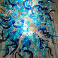 Double layer hand made blown glass blue chandelier staircase Artist similar to Chihuly