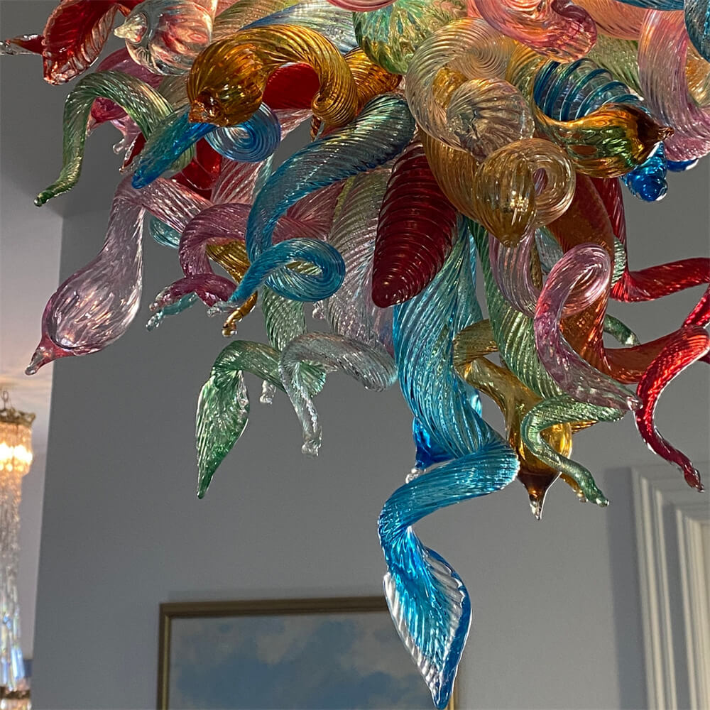 Dining room decoration mini colorful blown glass chandelier