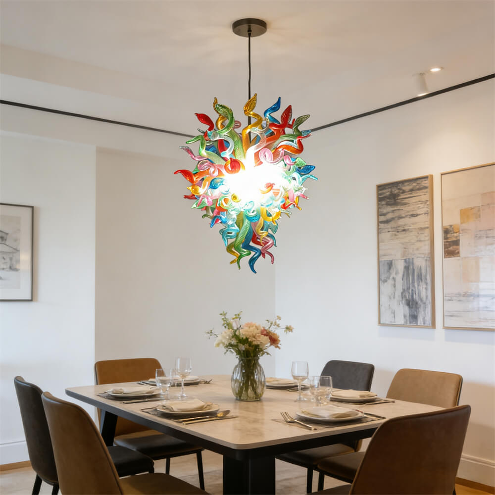 Dining room decoration mini colorful blown glass chandelier