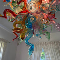 Dining room decoration mini colorful blown glass chandelier