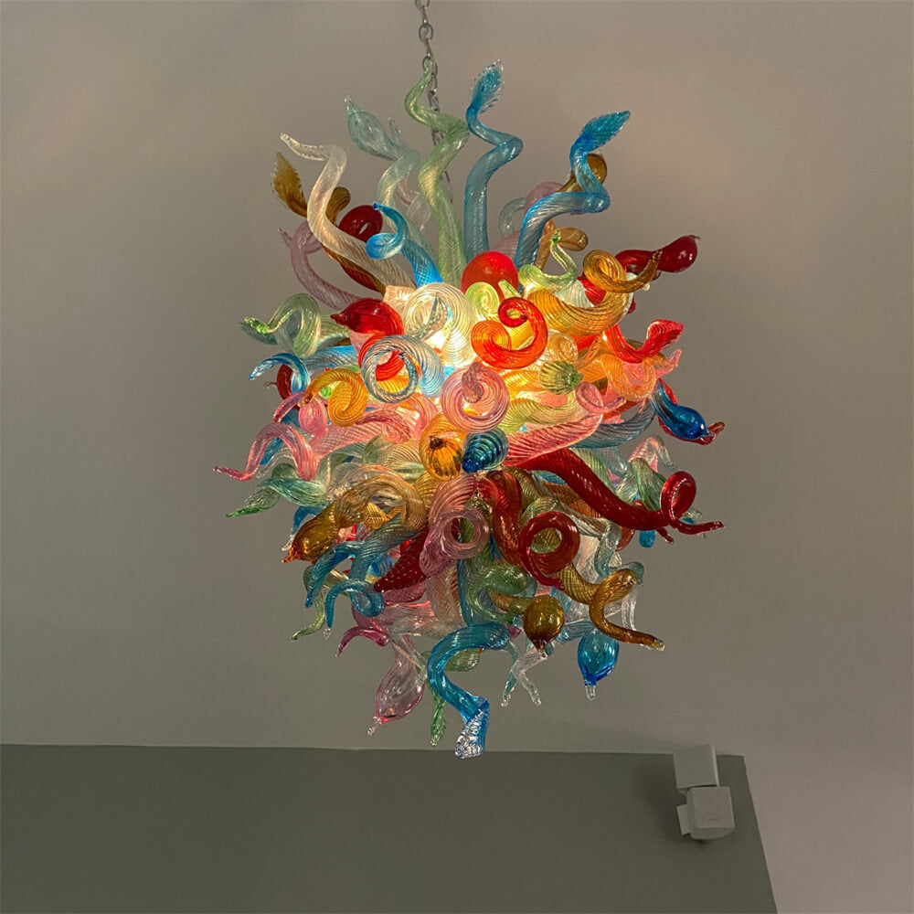 Dining room decoration mini colorful blown glass chandelier