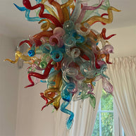 Dining room decoration mini colorful blown glass chandelier