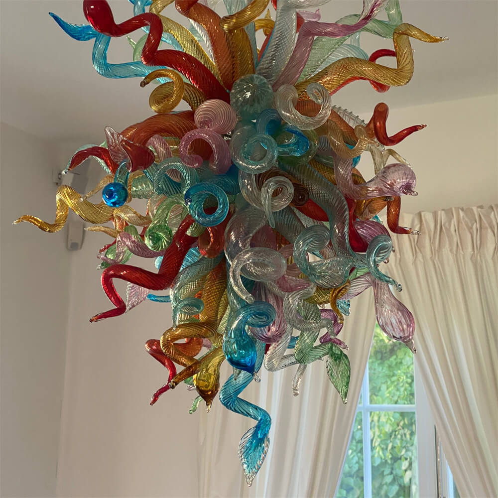 Dining room decoration mini colorful blown glass chandelier