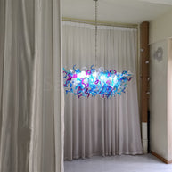 Custom design colorful hand made blown glass Chihuly inspired chandelier