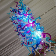 Custom design colorful hand made blown glass Chihuly inspired chandelier