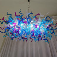 Custom design colorful hand made blown glass Chihuly inspired chandelier
