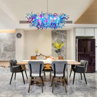 Custom design colorful hand made blown glass Chihuly inspired chandelier