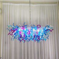 Custom design colorful hand made blown glass Chihuly inspired chandelier