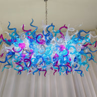 Custom design colorful hand made blown glass Chihuly inspired chandelier