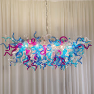 Custom design colorful hand made blown glass Chihuly inspired chandelier