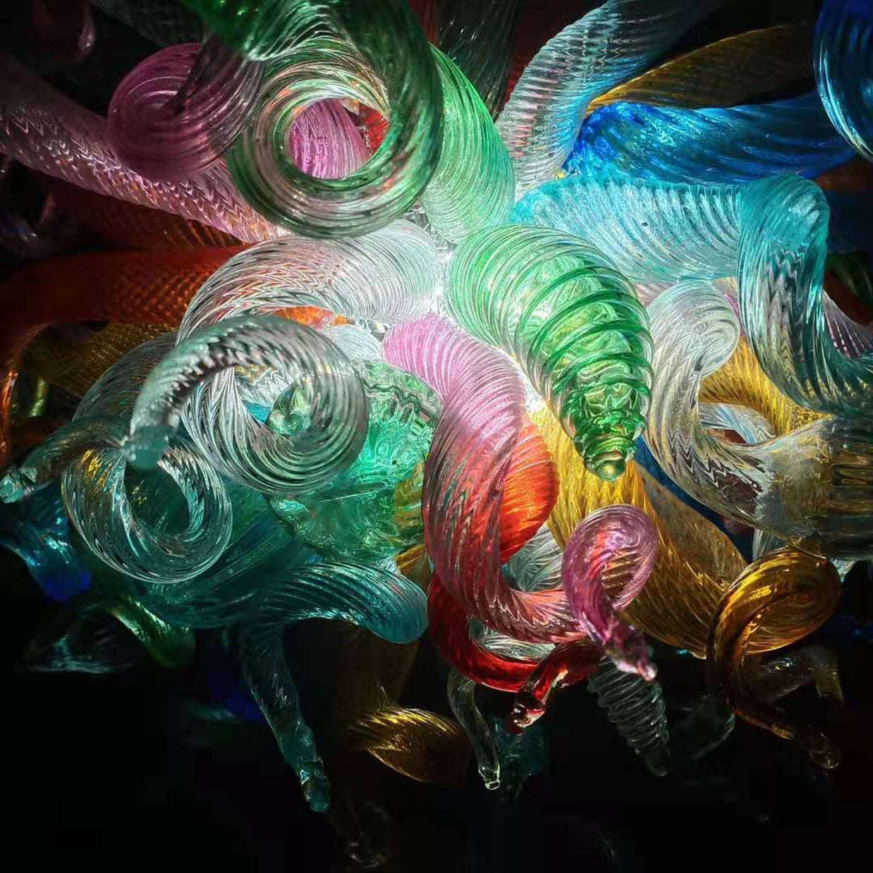 Dining room decoration mini colorful blown glass chandelier