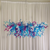 Custom design colorful hand made blown glass Chihuly inspired chandelier