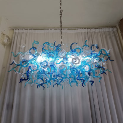 rectangular shape hand made blown glass art chandelier dining room table top decoration