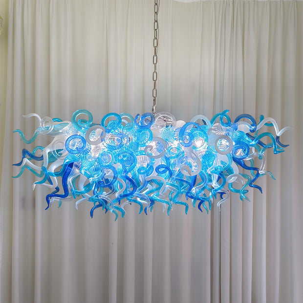 rectangular shape hand made blown glass art chandelier dining room table top decoration
