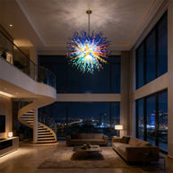 Chihuly style colorful custom blown glass chandeliers