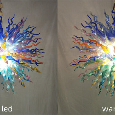 Chihuly style colorful custom blown glass chandeliers