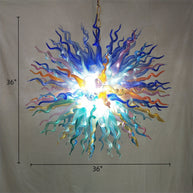 Chihuly style colorful custom blown glass chandeliers