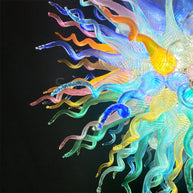 Chihuly style colorful custom blown glass chandeliers
