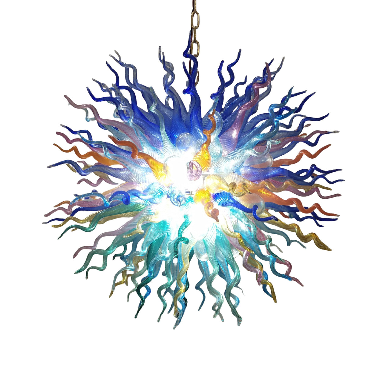 Round shape modern design colorful custom blown glass chandeliers