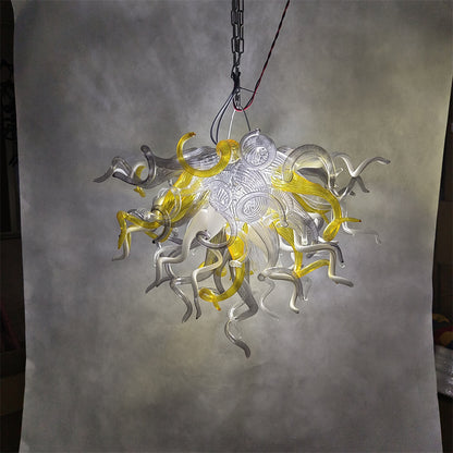 Yellow and grey white glass dining room chandelier lighting
