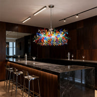 colorful blown glass dining room chandelier
