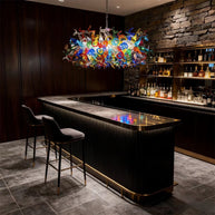 colorful blown glass dining room chandelier