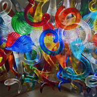 colorful blown glass dining room chandelier