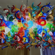 colorful blown glass dining room chandelier