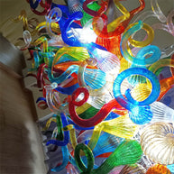 colorful blown glass dining room chandelier