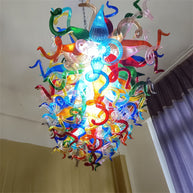 colorful blown glass dining room chandelier