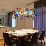 colorful blown glass dining room chandelier