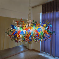Hand made colorful blown glass dining room chandelier chihuly style